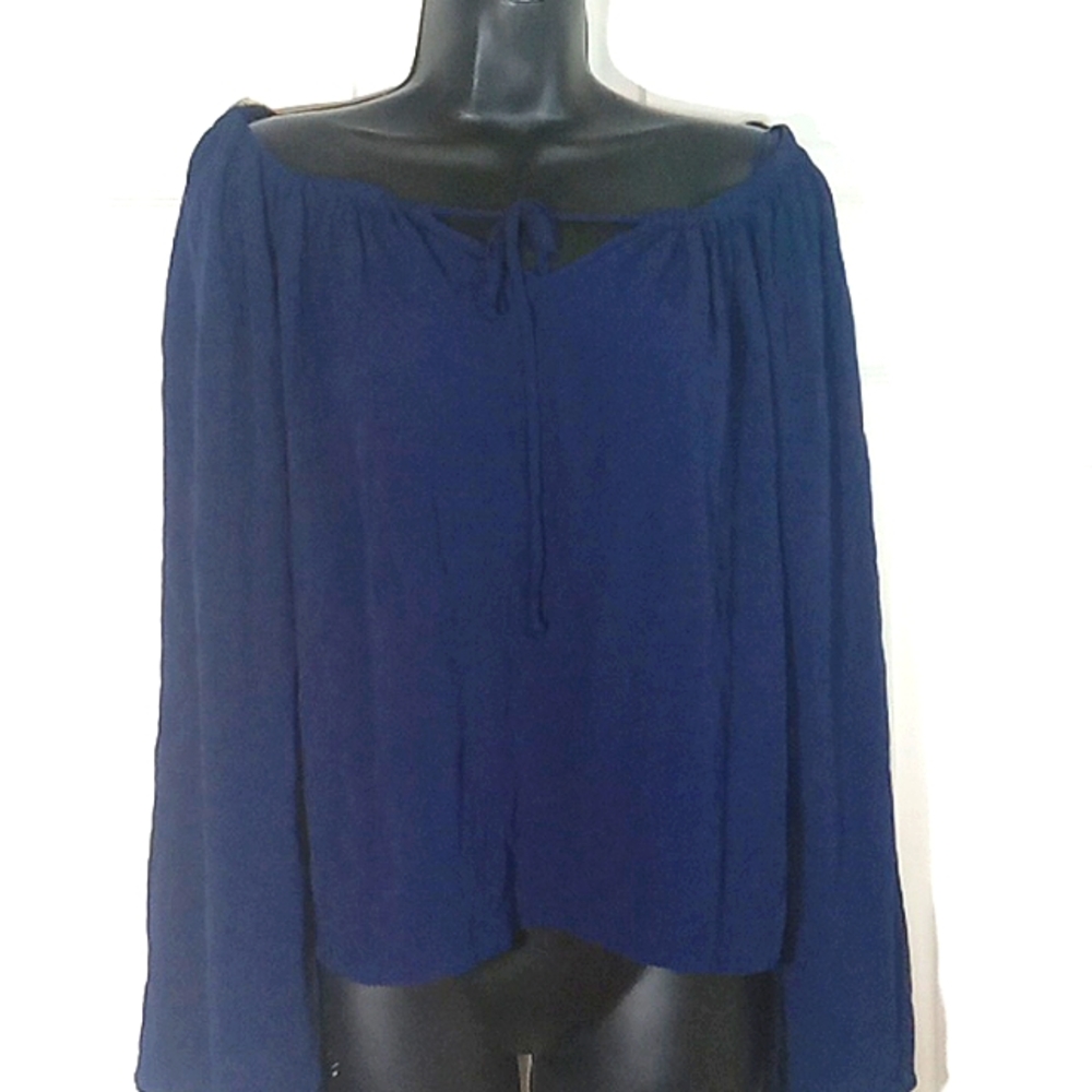 Women's Hollister Navy Flowy Blouse Sz M